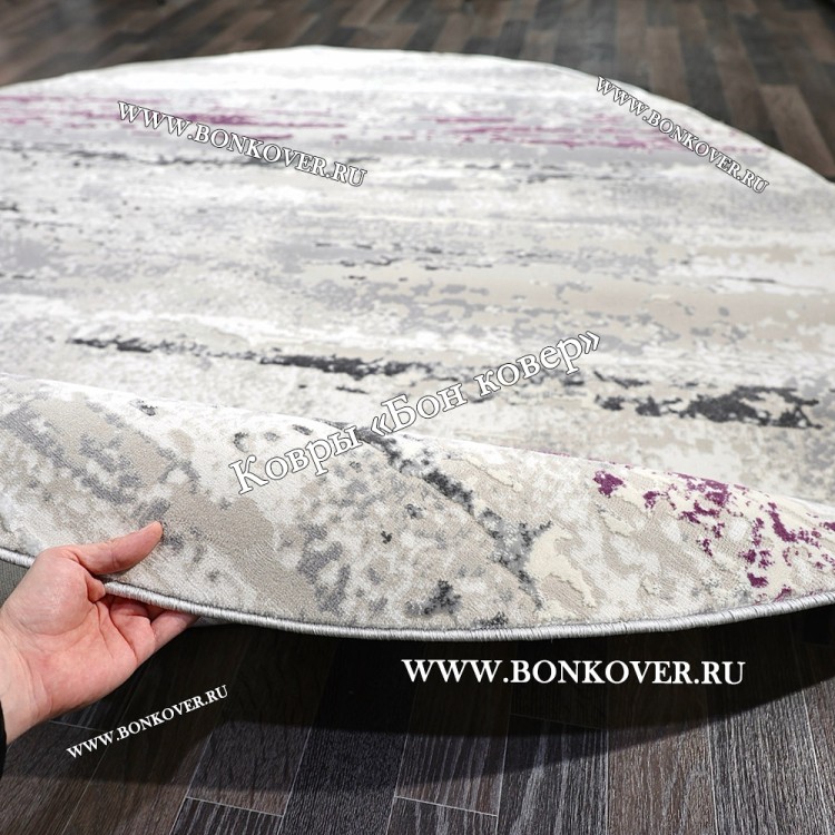 Круглый Ковер Для Гостиной Сиреневый С Серым Дизайн 30451
