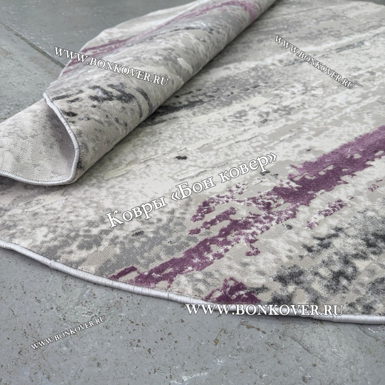 Круглый Ковер Для Гостиной Сиреневый С Серым Дизайн 30451